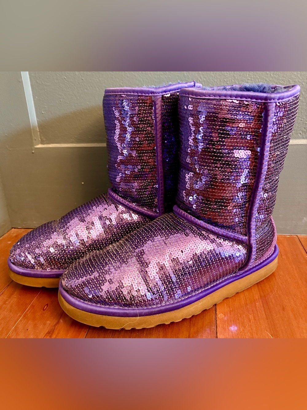 UGG Boots Size 7 Purple Sequins Sparkly Uggs